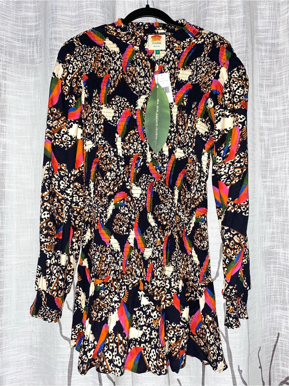 NWT FARM Rio Leopard Toucans Mini Dress